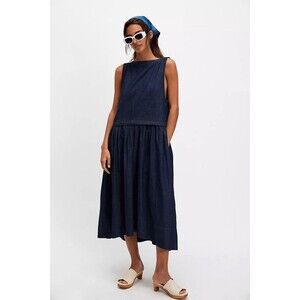 Free People Soraya Denim Midi Dress Small S NEW